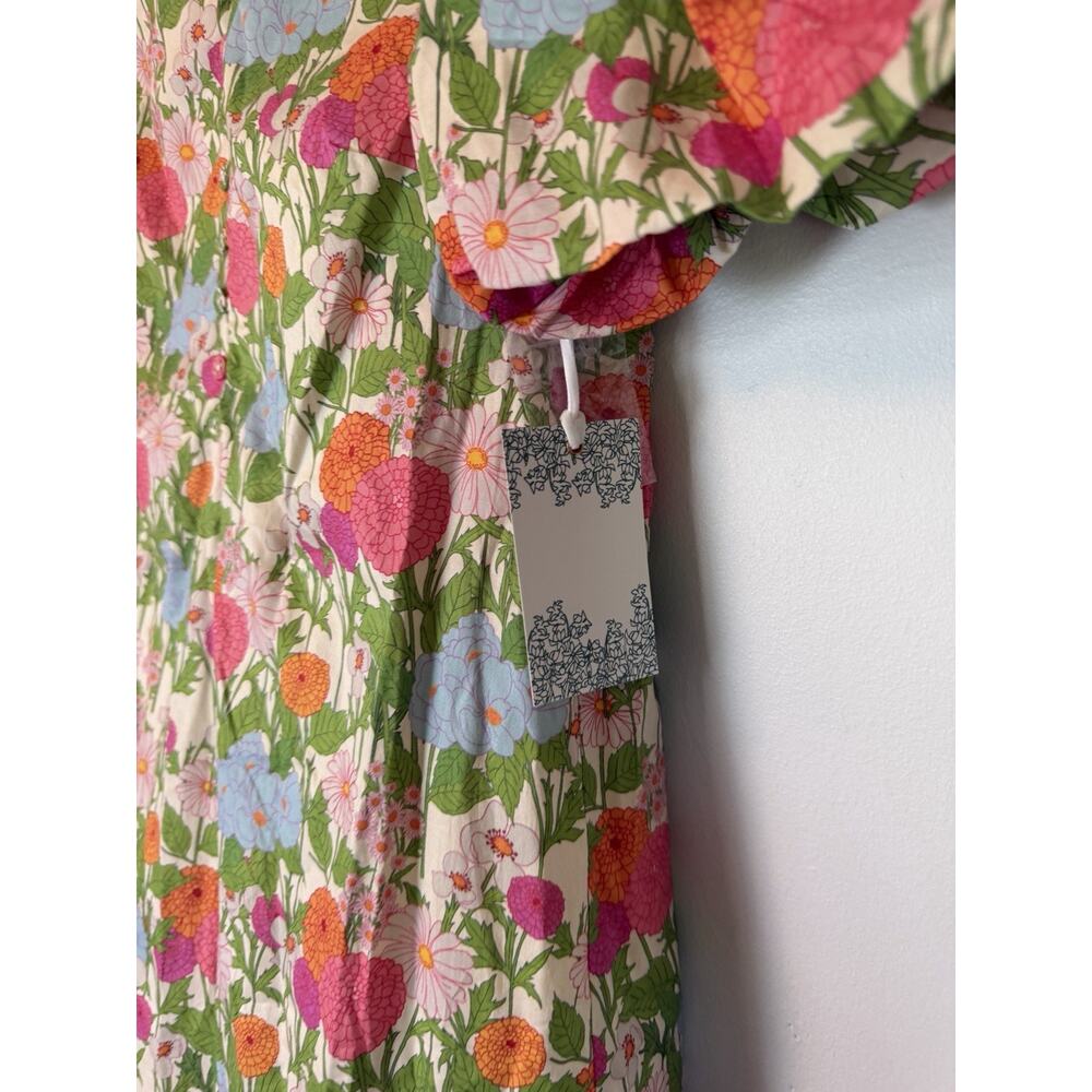 Hyacinth House Tuckernuck Louisa Midi Dress Green Begonia Floral Cotton XXS NWT - Picture 9 of 16